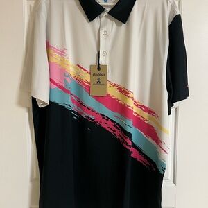 Chubbies Men's Performance Polo Shirt with White, Pink, and Blue Accents NWT XXL